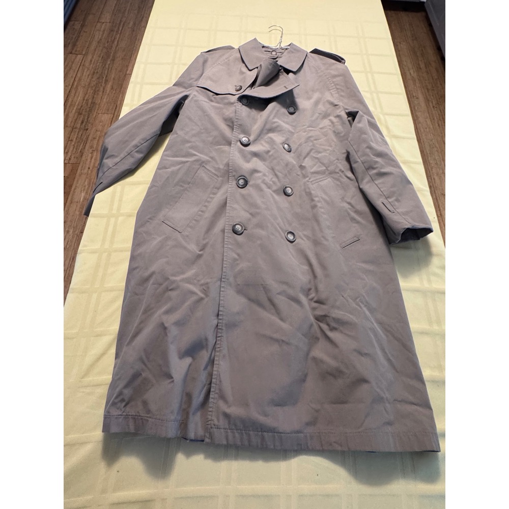 Brooks Brothers Mens Khaki Tan Double Breasted Trench Coat Plaid Lining 38 Reg